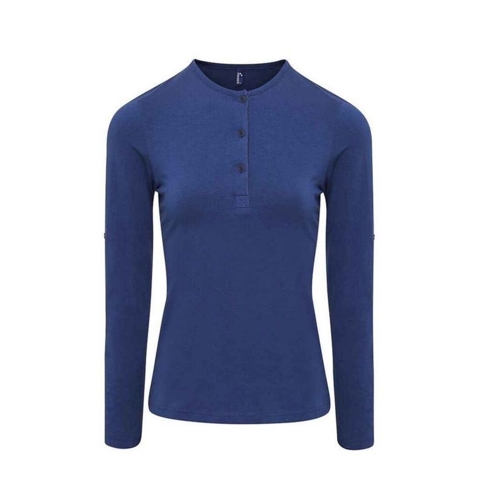 Premier Womens/Ladies Long John Roll Sleeve T-Shirt / Indigo